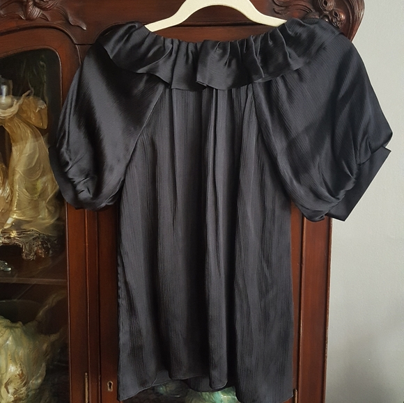 Seven For All Mankind Black Silk Peasant Blouse - Picture 2 of 3